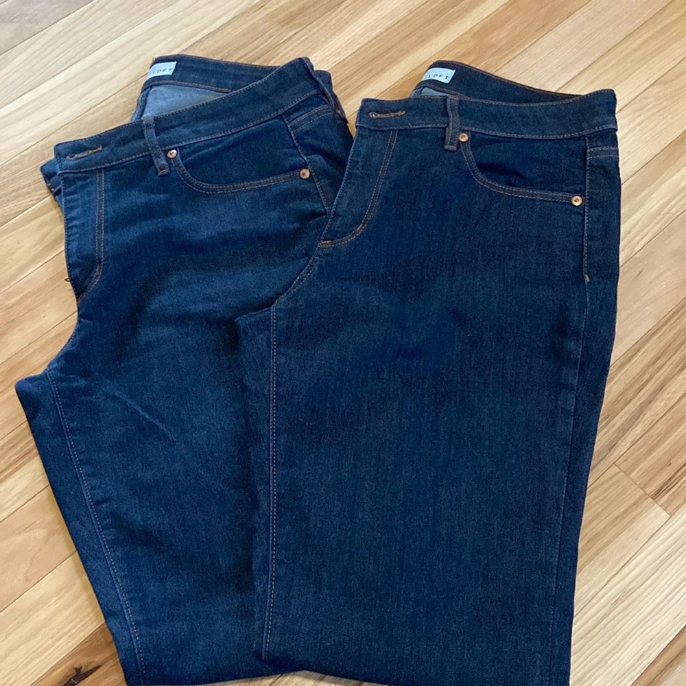 LOFT jeans 10/30 curvy straight dark wash two pair bundle